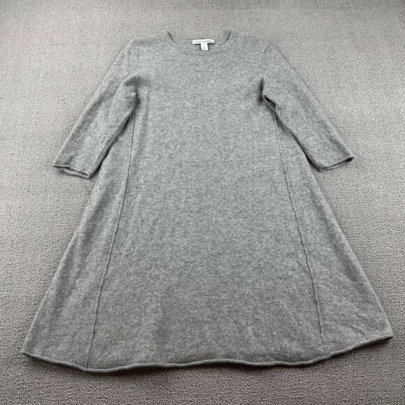 Autumn Cashmere Sweater Dress Women Medium Gray Sleeves Crewneck Knit A line - Picture 1 of 6